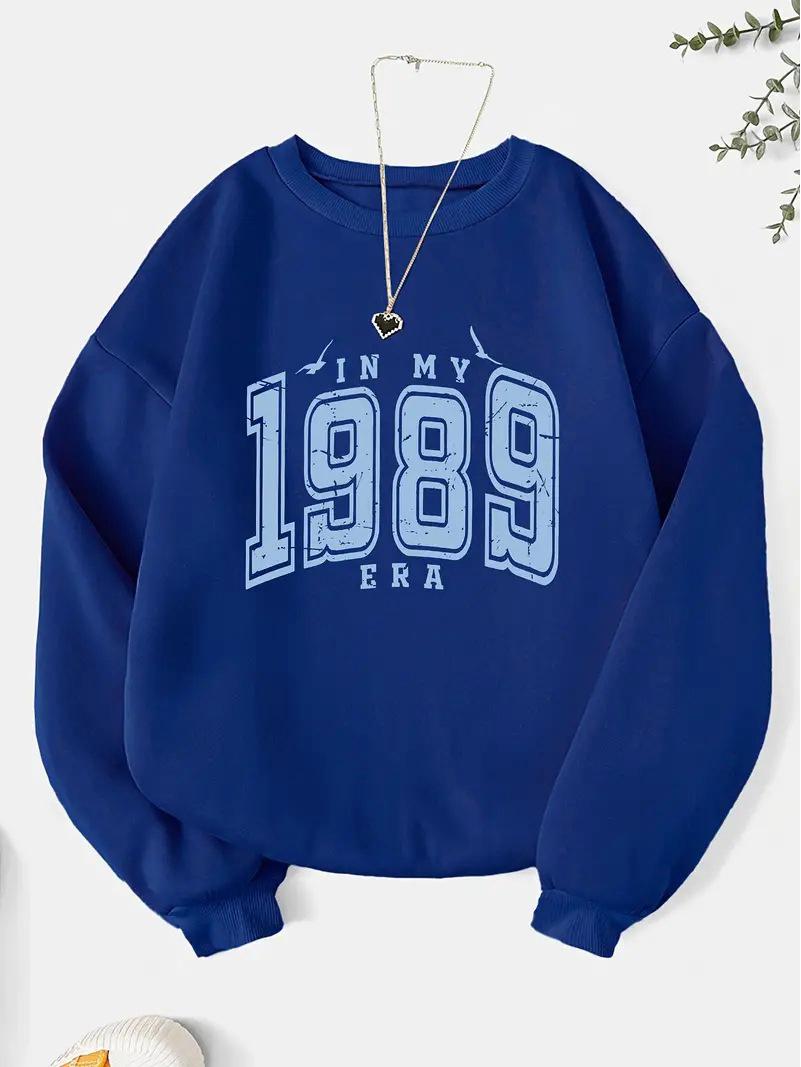 

Женский свитер с круглым вырезом и принтом в европейском и американском стиле, 2024 XL синий