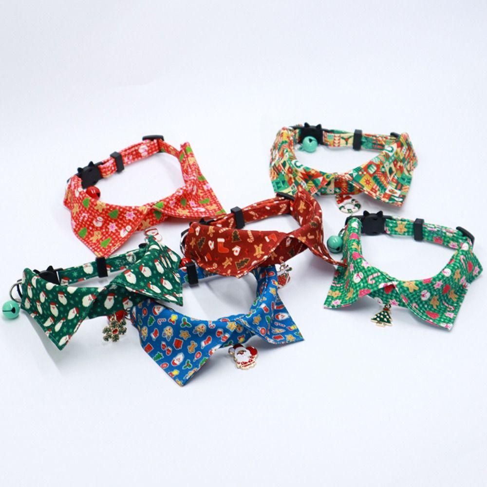 with Bell Kitten Bowties Collar Necklace Adjustable Kitten Christmas Bow Collar  Autumn