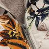 Women Fleece Lining Winter Hooded Coat Floral Leaf Print Long Sleeve