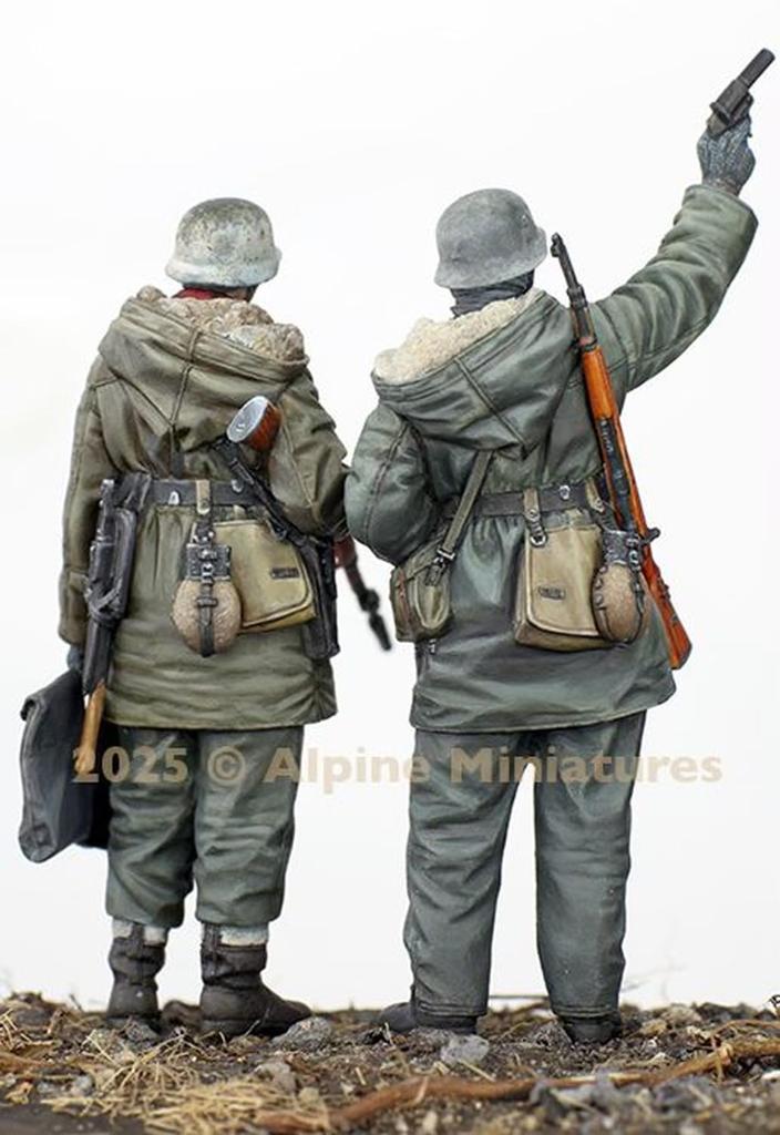 Alpine Miniatures WW2 Německý Waffen SS Panzer Grenadier Bojová sada Charkov 2 figurky Resinová stavebnice AM35326 1/35 (Člověk)