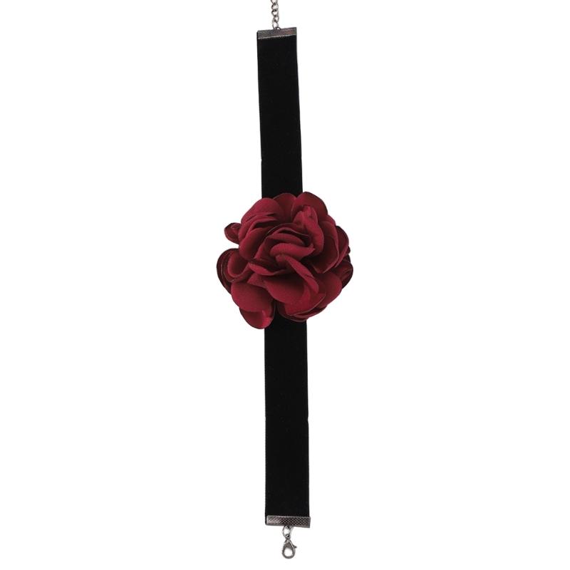 Romantic Big Rose Flower Choker Necklaces Wide Soft Black Velvet-Party Necklaces for Women Fashion Statement Jewelry