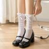 Ultra-thin Black Lace Socks Y2K Knee High Socks Japanese Style Bow Women Socks  Girls