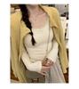 French Chic Lace Long Sleeve T-Shirt: Sweet, Cool, Spicy Collarbone Style, and Waist-Showing Korean Women's Autumn/Winter Top