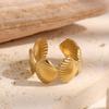 18K Gold Plated Shell Ring - Adjustable Stainless Steel, European & American Resort Style