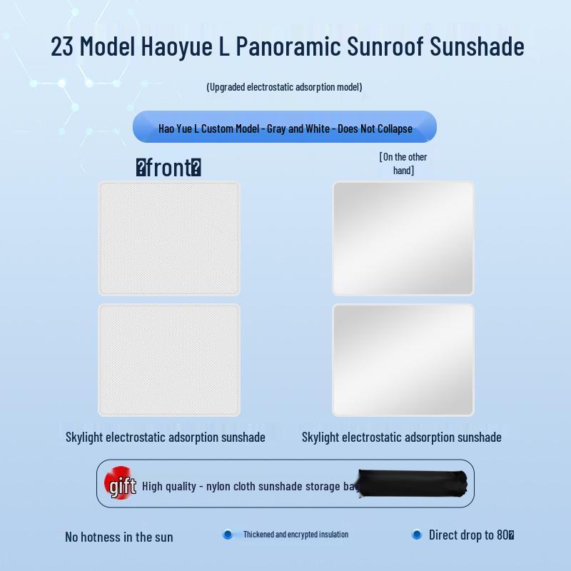Geely Haoyue L '23 Sunroof Sunshade: Electrostatic Heat-Insulating Privacy Shield for Camping