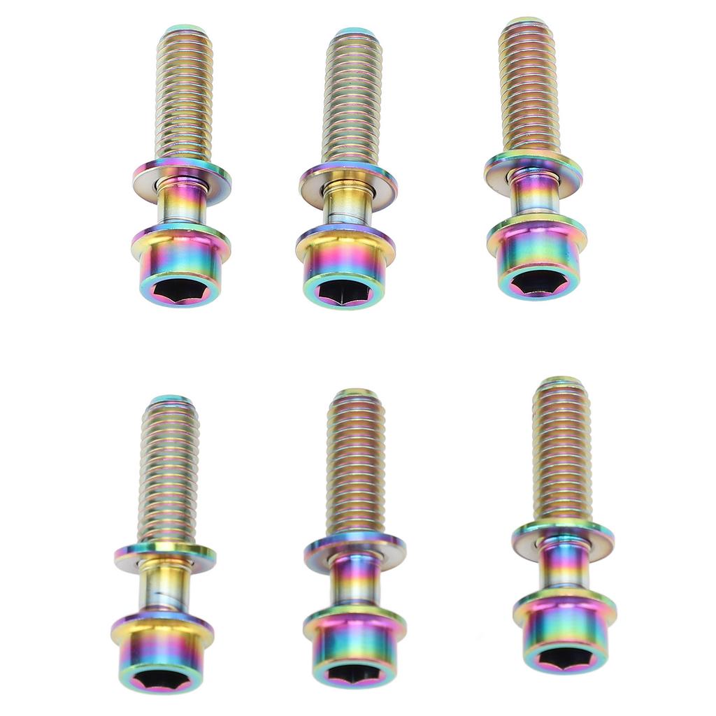 6PCS Bike Stem Bolts Titanium Alloy M5x20mm Bike Handlebar Stem Bolts Screws with Washer for Mountain Bikes Road Bikes