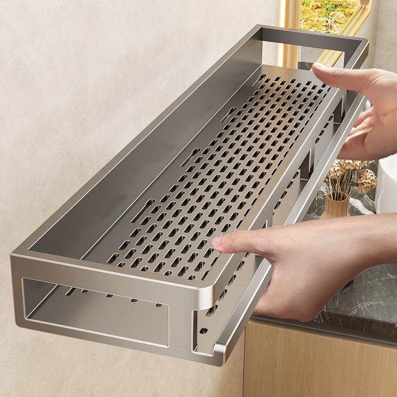 Wall-Mounted No-Drill Bathroom Storage & Vanity Rack