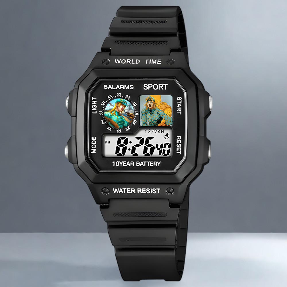 "JOJO's Bizarre Adventure Diego Electronic Watch Sports Digital Wristwatch for Junior High School Students with Alarm Clock Man