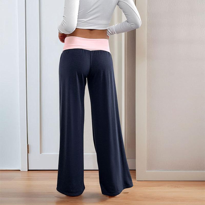 Women's New Low-waisted Trousers Trousers Trousers Casual Collision Splicing Wide-legged Trousers