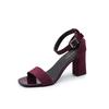 Sandals Women's Summer New Thick Heel Black Student Open-toe Buckle Strap Roman High Heels Women