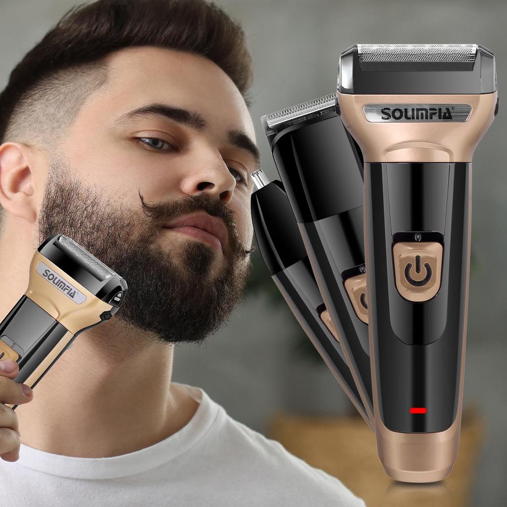 Solimpia 3 In 1 Powerful Electric Shaver Facial Body Hair Trimmer Beard Shaving Machine Razor Nose Ear Hair Trimmer for Men