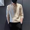 Summer Three Quarter Sleeved Shirt Men's Short Sleeved Checkered Casual Men's Top New Men's Shirt