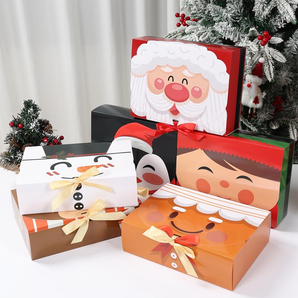 Christmas Ribbon Gift Box Merry Christmas Decorations for Home 2025 Navidad Natal Xmas Candy Cookie Packaging Box New Year 2026
