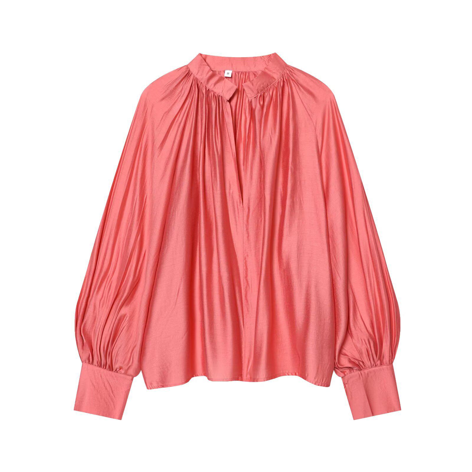 

Xiaoxiangfeng Women s High-End Pleated Lace Lantern Sleeve Blouse Extra Small