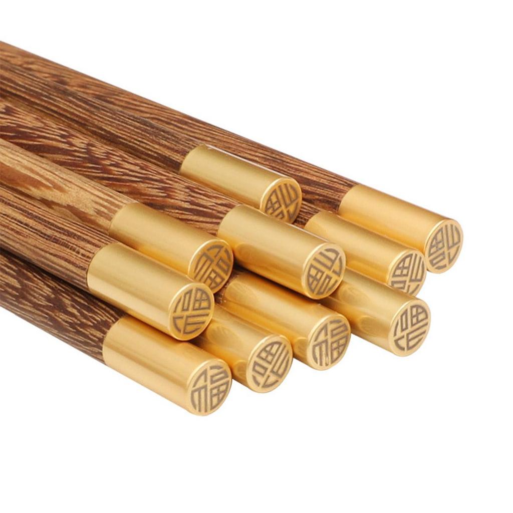 Set de Bețișoare din Oțel Inoxidabil, 5 Perechi, Reutilizabile, Ușoare, Metalice, Japoneze, Chinezești, Coreene, Anti-alunecare, Sigure pentru Mașina de Spălat Vase