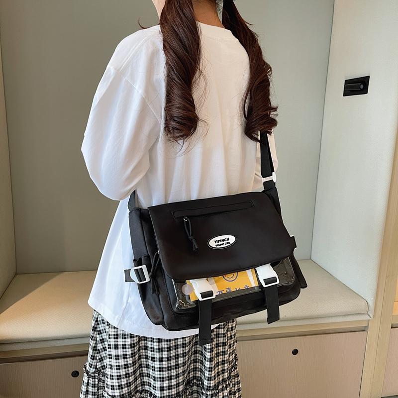 College Style Women's Crossbody Bag Student's Large Capacity Messenger Bag Color Contrast Shoulder Bag