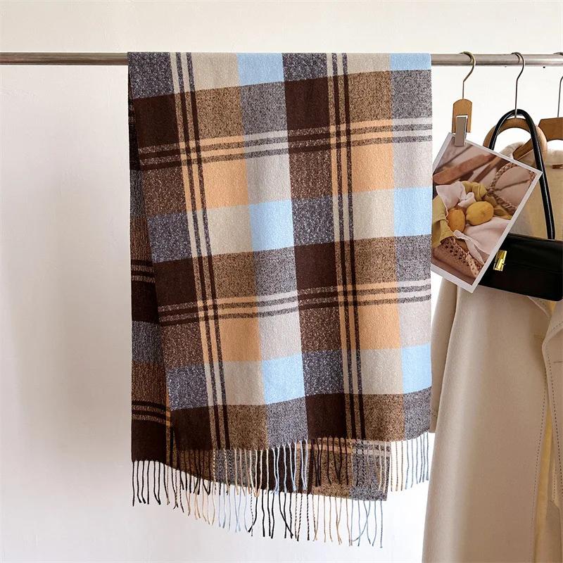 Imitacja Kaszmiru Komórkowy Ciepły Hidżab Szalik Jesień Zima Ochrona Zimowa Szaliki z Frędzlami Owinąć Pogrubiający Miękki Szal Chustka na Szyję