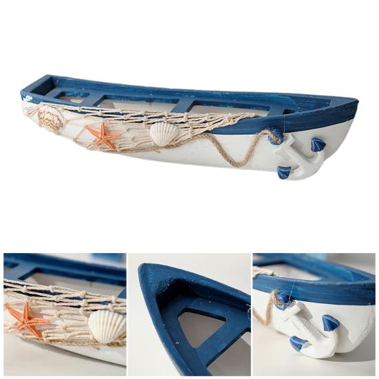 Modellino di Barca in Legno Oceanica Fatto a Mano Stile Spiaggia Rustica Statuetta Canoa Ornamento da Tavolo a Tema Nautico per Soggiorno Camera da Letto