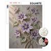 Purple Clematis Flower Pattern 5D Pearl Painting Kit with Frame DIY Sparkling Bead Canvas Art Relaxing Craft for Girls Room Decor