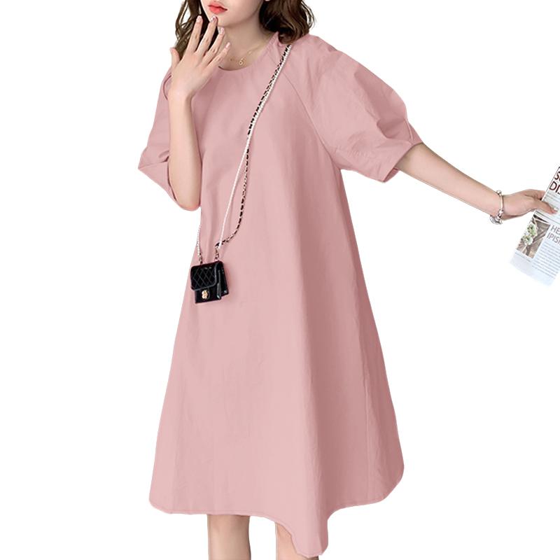 

ZANZEA Женское повседневное платье с круглым вырезом и однотонным свободным коротким рукавом 5XL