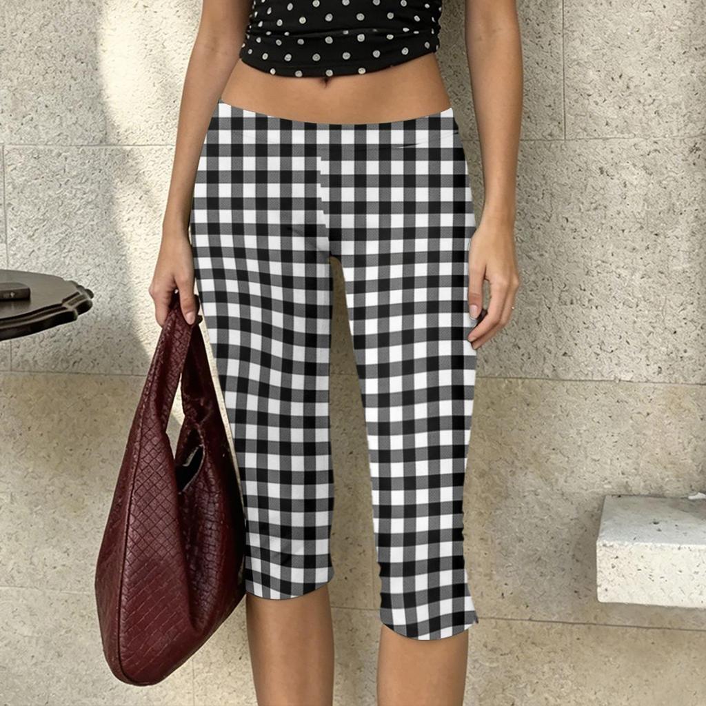 Damen Milchseide Freizeit-Hose Stretchy Capri-Länge Elastischer Bund Leichtes atmungsaktives Gewebe Bequeme Passform