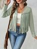 New Fringed Jacket with Faux Fur and Tassel Decoration, No Button Short Sleeve Women's Long Sleeve Cardigan Jacket