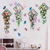 Butterfly Flower Vine Rose Buds Self-Adhesive Waterproof Wall Stickers for Living Room Bedroom Home Decor Wall Decals