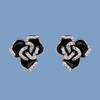 Newest Jewelry Enamel Drip Oil Color Black Color Flower Earring  Silver Birthday Party Simple Jewelry Gift For Ladies