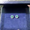 100% Natural Emerald Stud Earrings Luxury Style 3*4 Mm 925 Silver Colombian 0.5ct