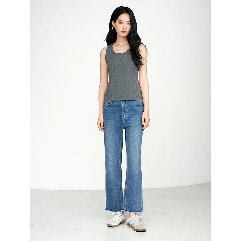 JUZUI Elegant Commuting Style Slim fit Hairy Jeans Women's Summer New Style