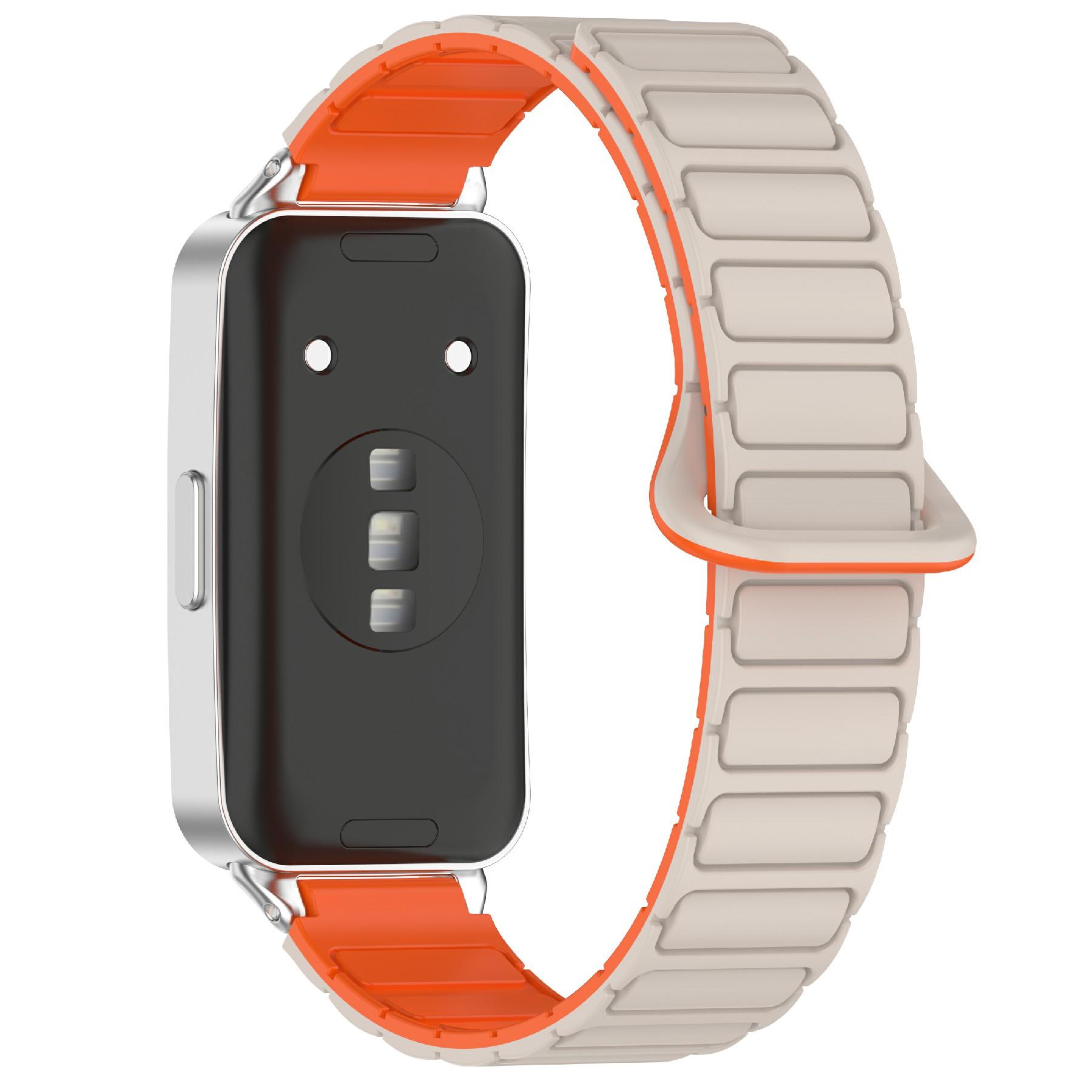 

Для Huawei Band 10/9/8 Магнітний силіконовий ремінець Дизайн з 3 намистин Замінний ремінець для зап ястя Starlight/Orange