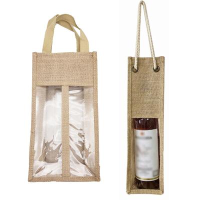 Burlap Gift Bag Fabric Red Wine Bottle Tote Bag Bottle Bag With Window And Divider