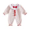 Baby Mädchen karierter Strampler Modischer Rundhalsausschnitt Langarm Weihnachtlicher Bubble-Overall