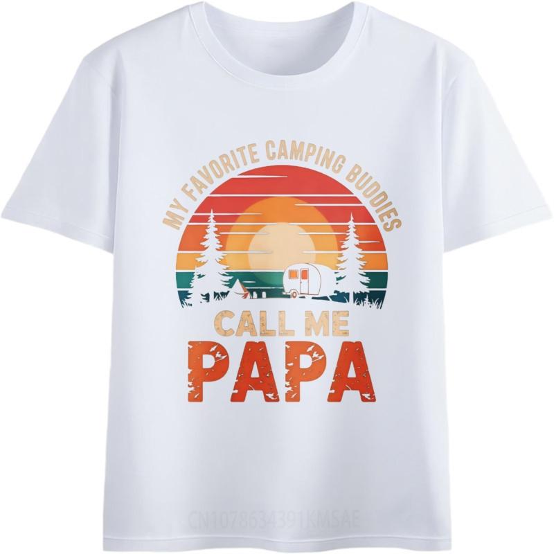 Plus Size Tshirt Soft For him Crew Neck tshirt Black My Favorite Camping Buddies Call Me Papa Everyday Unisex Tee shirt