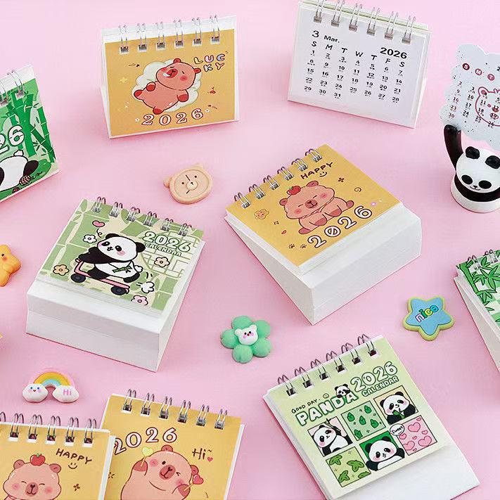 2026 Capybara Cartoon Desk Calendar - Creative Mini Ornament Gift for Children and Students