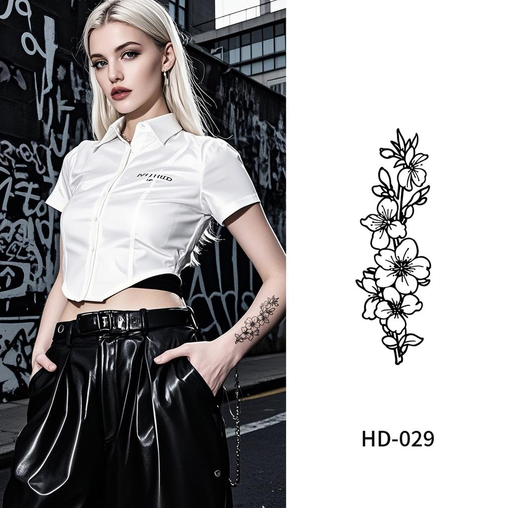 Cross Border New Item Dark Butterfly Tattoo Sticker Sexy Half Arm Flower Collarbone Decoration High-end Feeling