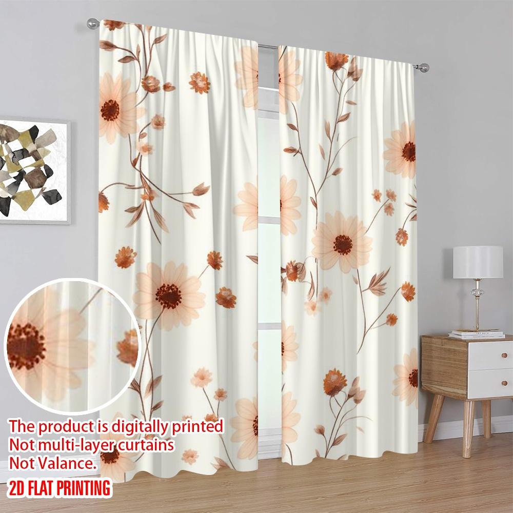 2pcs,2D plane printing Curtains Sunflower Harmony Polyester Easy Install (without rod) All Seasons Ldeal for Living Room and