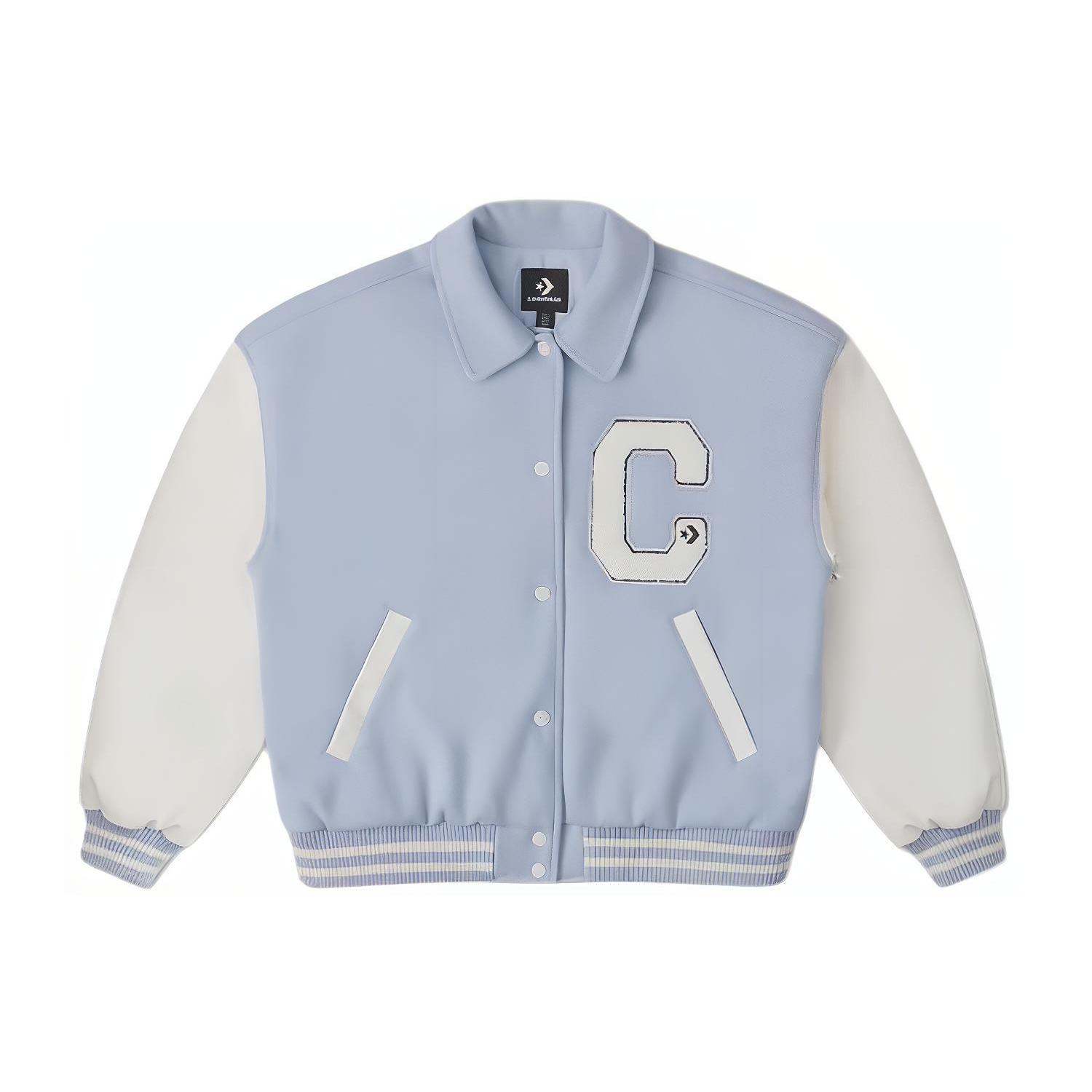 

New Converse Baseball Jacket Women s Light Blue 10027242-A01 S