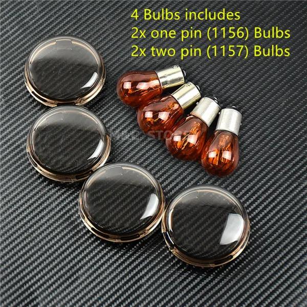4pcs Turn Signal Light Indicator Lens Cover With Light Bulb For Harley Touring Road King Sportster XL 883 Dyna Softail Heritage