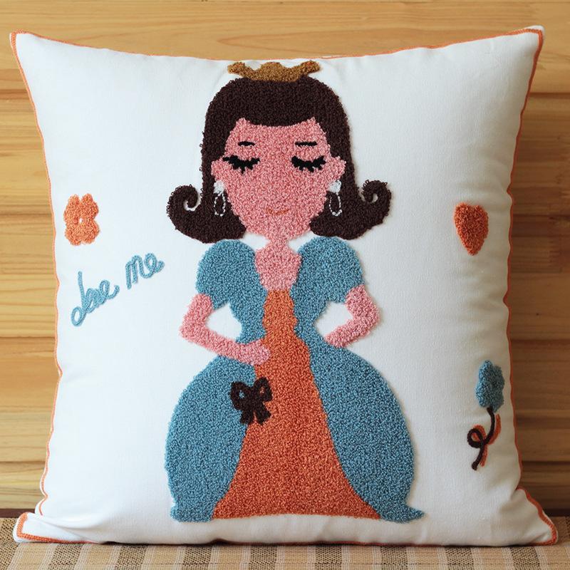 

Cute Creative Cartoon Sofa Cushion American Rural Lu Embroidery Pastoral Cotton and Linen Pillowcase Fabric Pillow Gift 45 * 45cm (pillowcase)