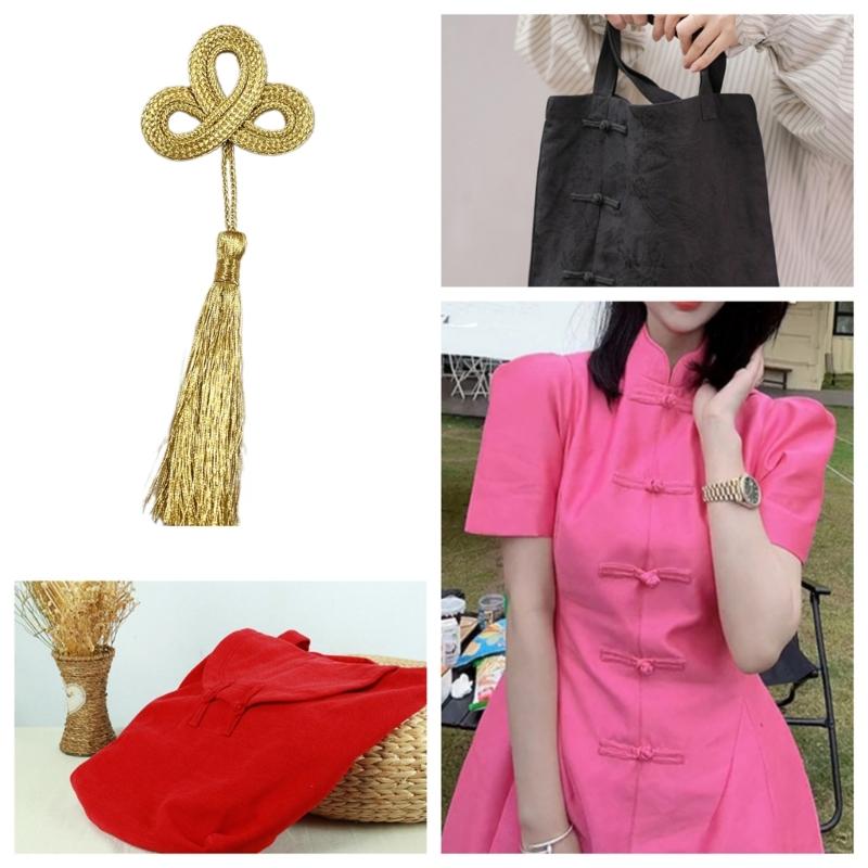 Flecos Largos Dorados Adorno Decorativo de Tréboles Hechos a Mano Accesorios de Moda para Decoración de Cortinas de Hogar