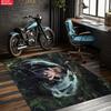 Anime Swordsman Area Rug, Jungle Water Wave Theme Floor Mat, Decorative Carpet for Gaming Room Bedroom, Washable Home Decor Gift