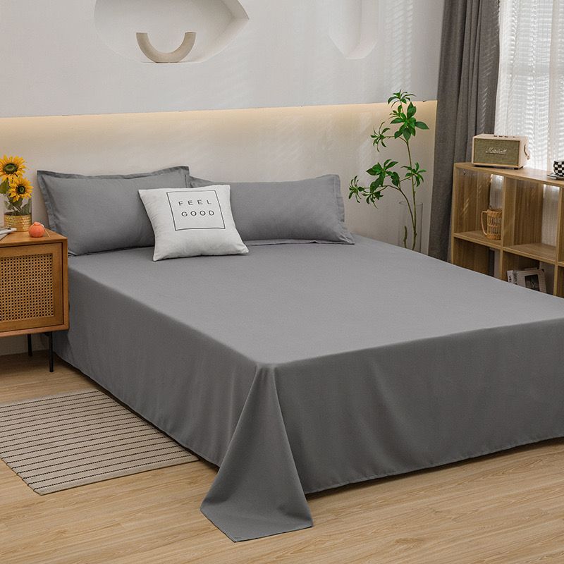 Aesthetic Cream Bed Sheet Korean INS Minimalist Macaron Pastel Bedding For Single Double Dormitory Bed