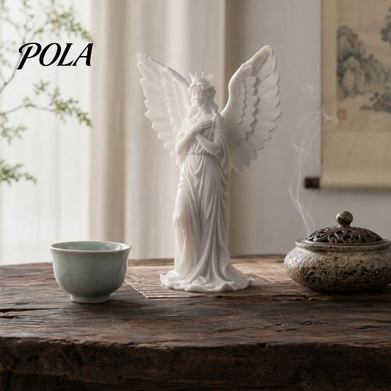 3D Printed Angel Statue Crown Figurine, Vintage Guardian Angle Statue, Desk Figurine Artistic Winged Women Sculpture for Home Tabletop Decoration