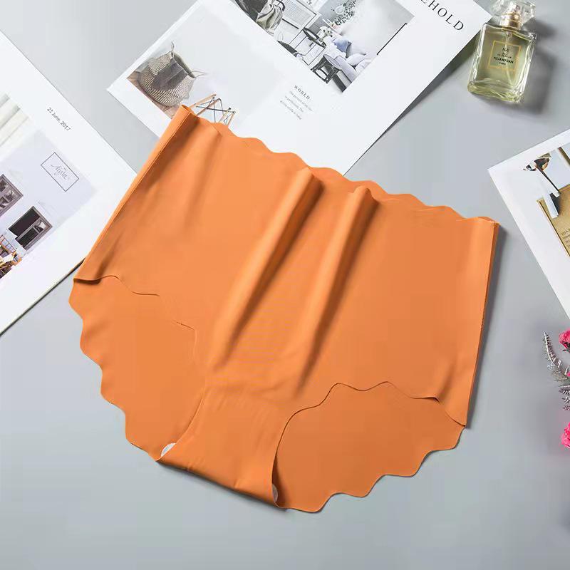 High-Waisted Seamless Ice Silk Panties - Women's Summer Cute Abdomen Control.