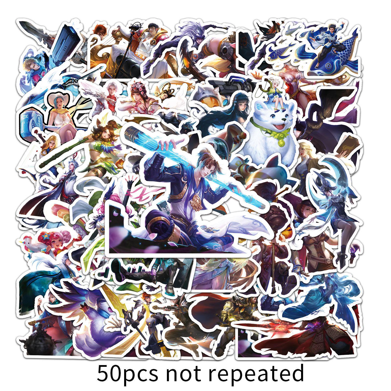50pcs Honor of Kings Cartoon Character Waterproof Journal Sticker Set for Kids