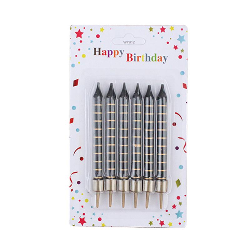 Birthday Cake Decoration Candle Black Silk Screen Candle Cake Children's Party Candle Decoration Ins Printed Candle
