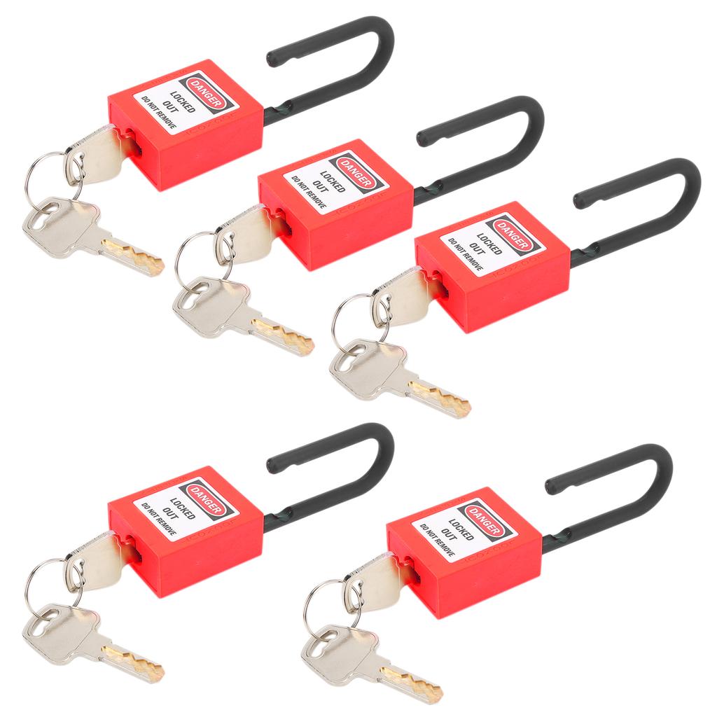 5 Sets Lockout Lock 38mm Nylon Engineered Dustproof Security Padlock for Industrial SiteRed