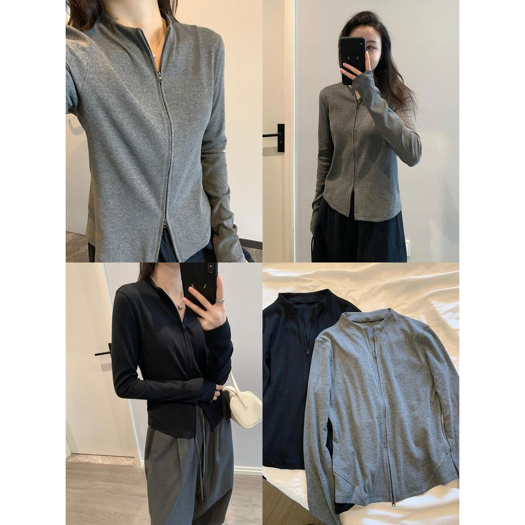 Koreansk Stil 2025 Tidig Höst Kryddig Tjej Sportig Dragkedja Cardigan & Racerback Linne Set