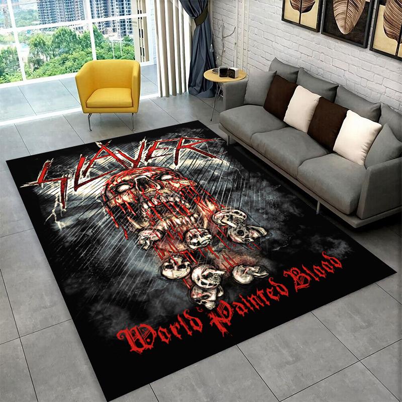 

Retro Slayer Heavy Metal Rcck Band Sign Carpet Rug for Bedroom Living Room Sofa Doormat Home Decor,Kid Game Area Rug Non-slip 40x60cm